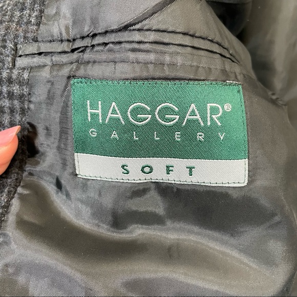Haggar Gallery Soft Plaid Wool Gray Blazer - Picture 3 of 8